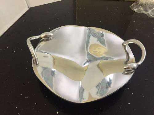 Sweets platter made of pressed steel & pewter