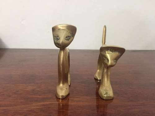 Set of 2 Vintage brass cat ornaments Hight 70mm