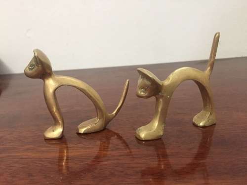 Set of 2 Vintage brass cat ornaments Hight 70mm