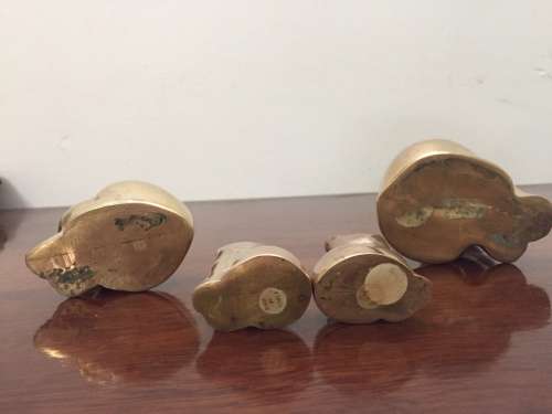 Set of 4 Vintage brass cat ornaments (Large 120mm, Small 60mm in Hight)