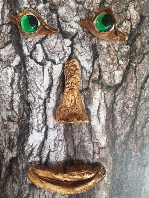 Handmade  Tree face clay sculpture - Wall  / Tree Art