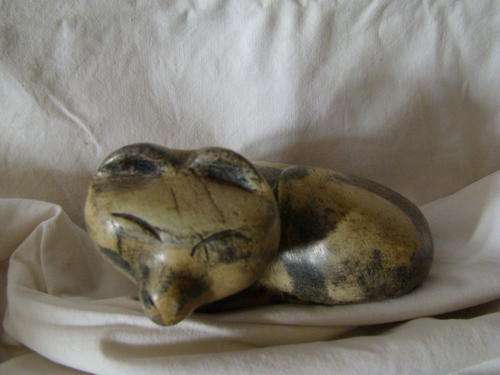 Hand carved stone cat ornament