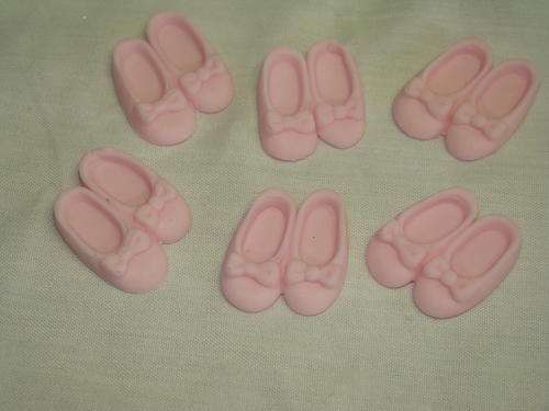 Edible pink twin shoes cake decorations