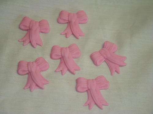 Edible pink bow cake decorations
