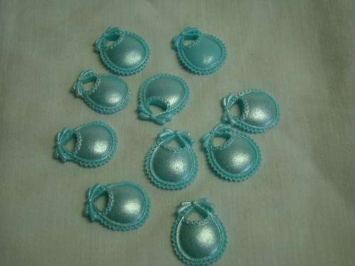 Edible small blue baby bibs cake decorations