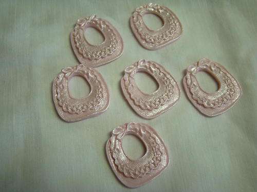 Edible medium pink baby bibs cake decorations