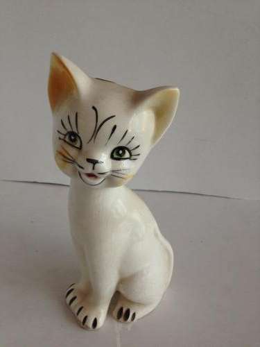 White ceramic cat  ornament