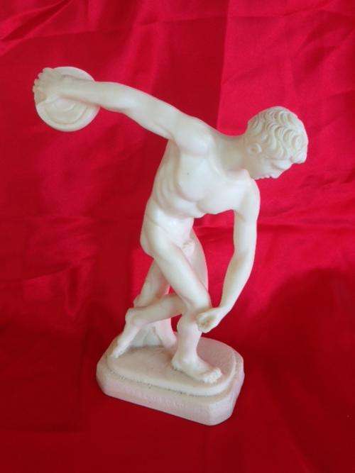 1960's Greek disc thrower figurine in polyresin/ stonelite