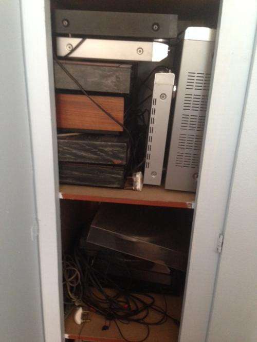 Assortment of record players, dvd players etc