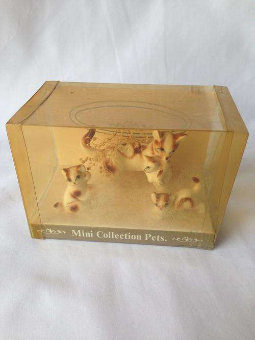 Bone china  cat family ornaments in original box