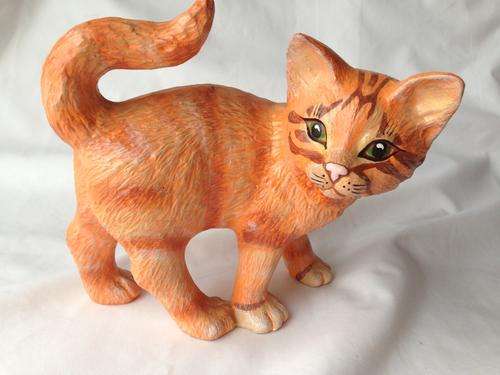 Ceramic ginger  cat ornament
