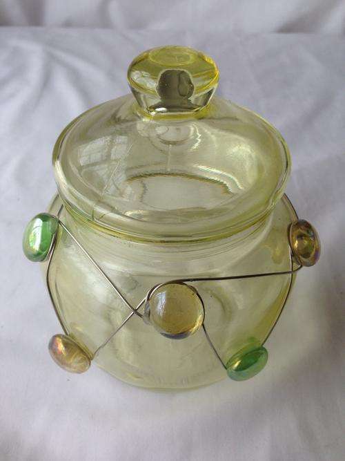 Yellow Glass jar with lovely detail