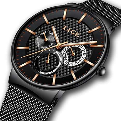 LIGE men's casual Watch