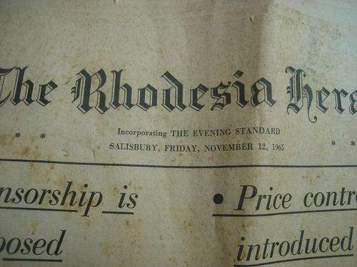 Rhodesia: Rhodesia herald Newspaper 12th November 1965 UDI