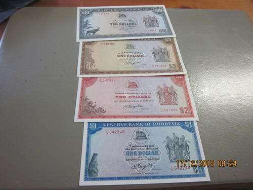 RHODESIA; SET UNCIRCULATED NOTES $10,$5.$2.$1
