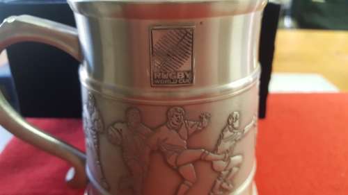 RUGBY; SOUTH AFRICAN WORLD CUP 1995 PEWTER BEER MUG reserved for ZEE