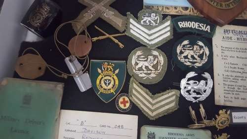 RHODESIA; RIC COLLECTION OF BADGES AND DOCS; reserved please do not bid