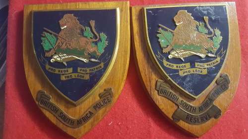 RHODESIA; BSAP PLAQUES, REGULAR AND RESERVE MATCHING PAIR