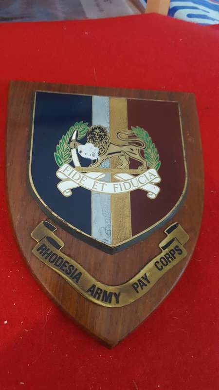 RHODESIA; PLAQUE  RHODESIA ARMY PAY CORPS
