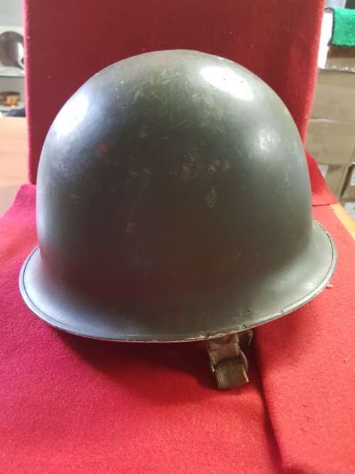 SOUTH AFRICAN ARMY STEEL HELMET WITH INNER 1980'S (FOUND IN RHODESIAN TRUNK)