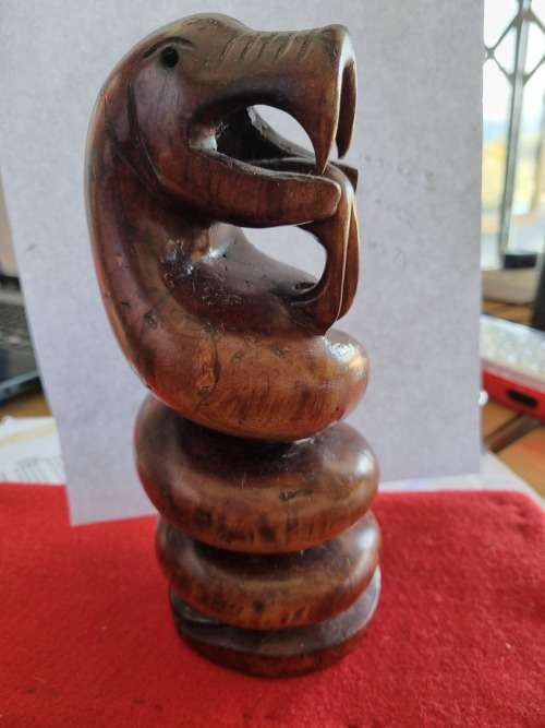RHODESIA, NYAMI NYAMI HAND CRAFTED MYSTICAL CRAFTED SNAKE/FISH WALKING STICK(SMALL)