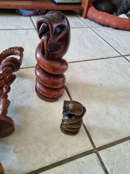 RHODESIA, NYAMI NYAMI HAND CRAFTED MYSTICAL CRAFTED SNAKE/FISH WALKING STICK(SMALL)