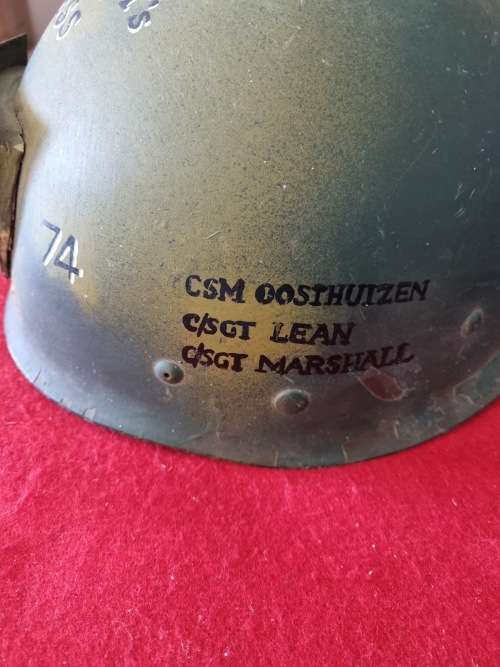 RHODESIAN ARMY HELMET INNER DECORATED BY MEN OF 4 RR.