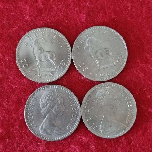 RHODESIAN COINS  FOUR (4) RHODESIA 25C/2/6d COINS IN MINT CONDITION