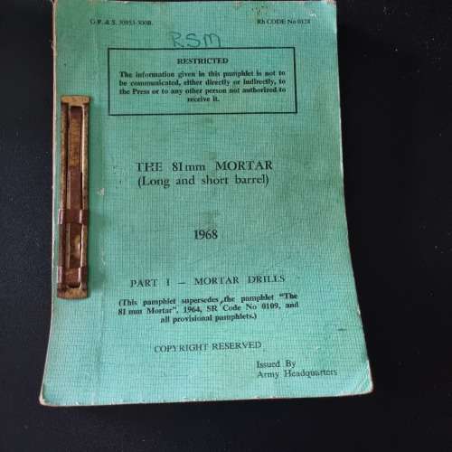 RHODESIA, RHODESIAN ARMY ISSUED 81 mm MORTAR DRILL MANUAL PART ONE