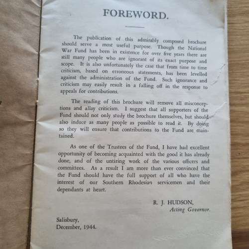 RHODESIA NATIONAL WAR FUND OF SOUTHERN RHODESIA 1944 booklet 23 Pgs