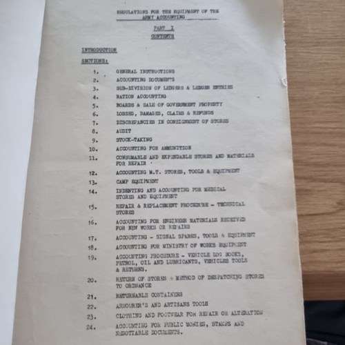 RHODESIA, RHODESIAN ARMY REGULATIONS FOR THE EQUIPMENT FOR ARMY ACCOUNTING MANUAL