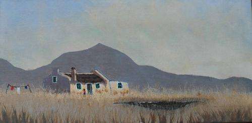DARYN PERRINS ORGINAL PAINTING 'HOUSE AND POND' !!!!WORTH R500!!!! (30 x 15cm)