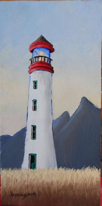 KERRIE SMITH ORIGINAL PAINTING 'LIGHT HOUSE' !!!WORTH R700!!! (30 x 15cm)