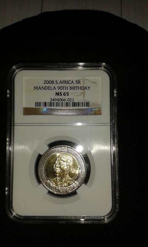 RARE HIGH VALUE GRADED MS65 2008 MANDELA R5 COIN