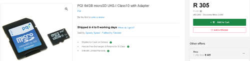 **MASSIVE 64GB!!** Class 10!!! PQI MicroSD w/adapter Card (5 up for grabz!)