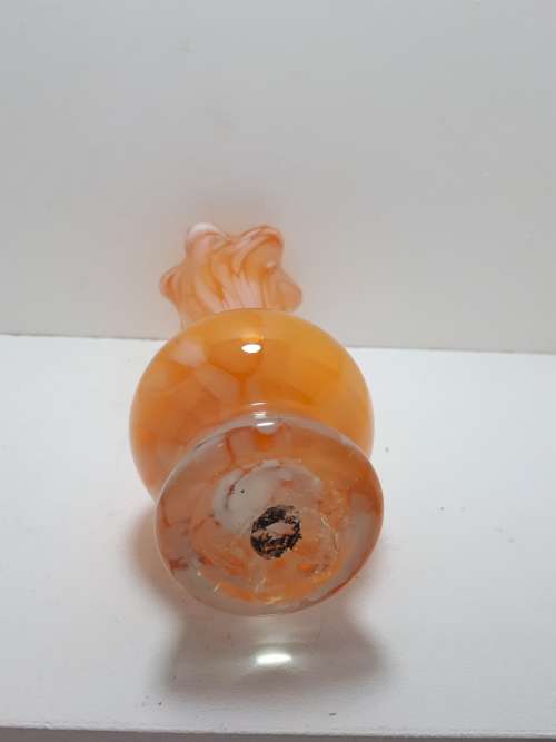 Vintage Peach Swirl Art Glass Vase