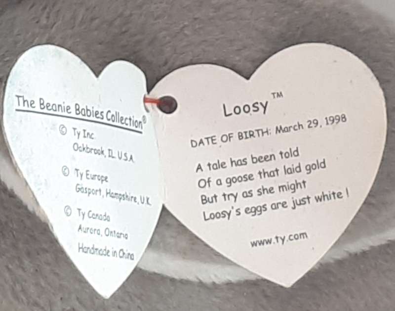 TY Beanie Baby Loosy The Goose 1998 Retired With Errors