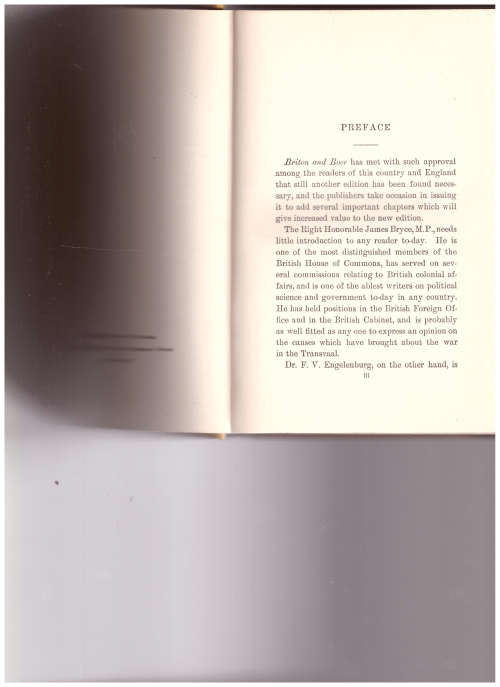 BRITON & BOER: BOTH SIDES OF THE SOUTH AFRICAN QUESTION, 1 ST ED. 1900