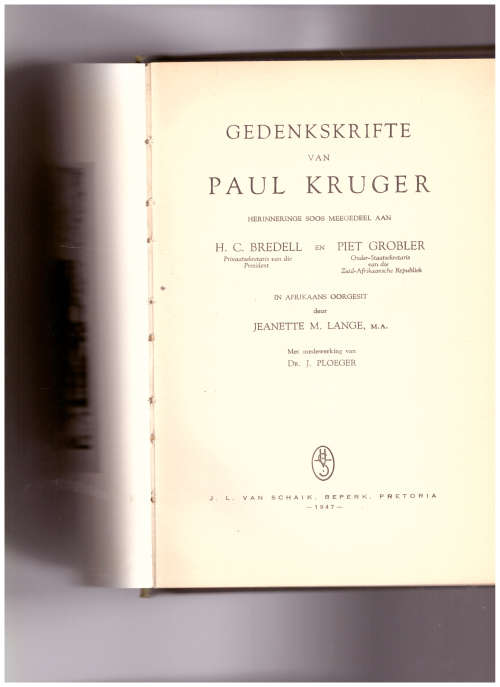 DIE GEDENKSKRIFTE VAN PAUL KRUGER