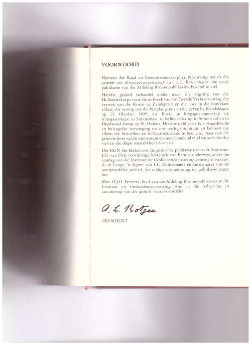 KRIJGSGEVANGENESCHAP VAN L.C. RUIJSSENAERS 1899-1902