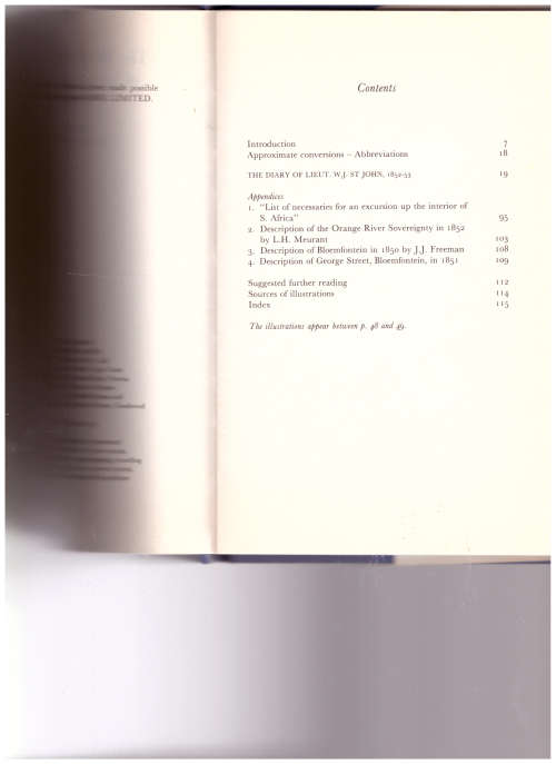 THE BLOEMFONTEIN DIARY OF LIEUT.W.J. ST. JOHN 1852-1853 by KAREL SCHOEMAN