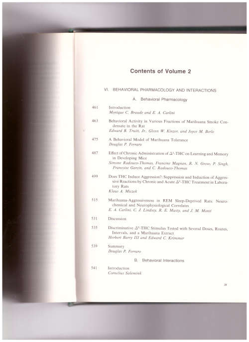 PHARMACOLOGY OF MARIHUANA 1 ST ED. 2 VOLUMES