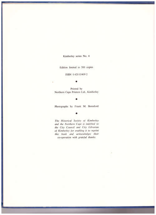 THE DIAMOND-FIELD KEEPSAKE 1873, LIMITED TO 500 COPIES
