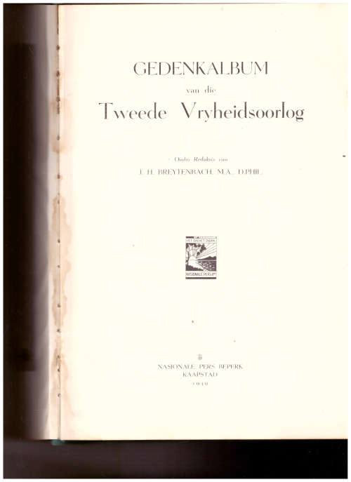GEDENKALBUM VAN DIE TWEEDE VRYHEIDSOORLOG, J.H. BREYTENBACH