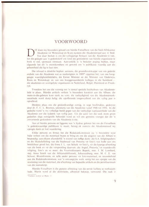 DIE SUID-AFRIKAANSE AKADEMIE VIR WETENSKAP EN KUNS FEESALBUM 1909-1959