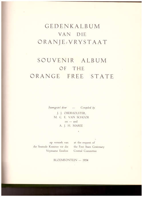 GEDENKALBUM VAN DIE ORANJE-VRYSTAAT