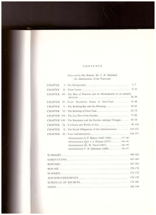 OVER-VAAL: THE HISTORY OF AN OFFICIAL RESIDENCE by JAN PLOEGER