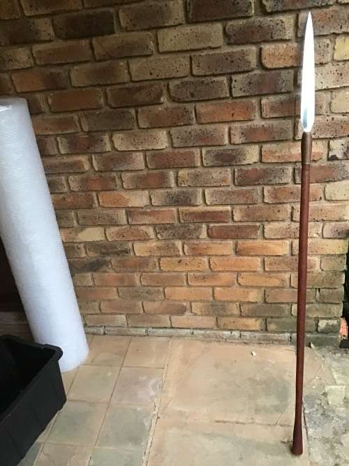 LONG SPEAR WITH LEATHER SHEATH
