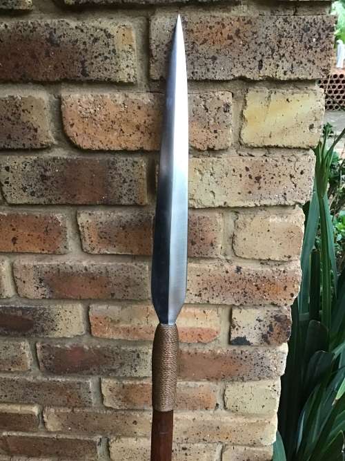LONG SPEAR WITH LEATHER SHEATH