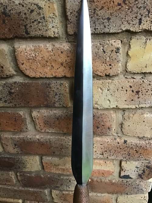 LONG SPEAR WITH LEATHER SHEATH